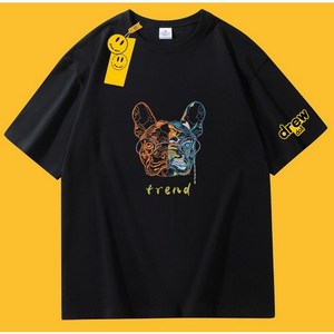 SEA FOX drewdoll 불독 패턴 빅사이즈 반팔티셔츠