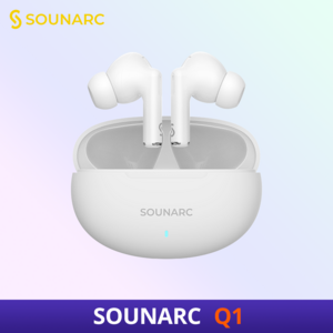 Sounarc Q1 무선 블루투스5.3 이어폰 가성비 블루투스이어폰 추천귀가 편한 이어폰 C타입 최대 28시간 재생, 화이트