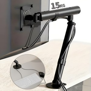 M6 고중량 15kg 27인치 32인치 초강력 싱글 모니터암 거치대, 1개, 블랙