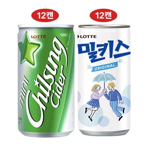 [제트스카이] 칠성사이다 밀키스 소캔 음료 세트 190ml, 24개