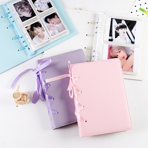 A5 대용량 6공 리본 포카바인더 4칸 양면속지 20장포함, 핑크