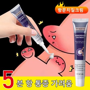 [국내배송] DRYMARTINE 5분 항문 크림 치질 연고 항 가려움 항문 불편 변비 항문 사타구니 케어 허브추출 자극없이 빠르고 효과적인, 2개, 20g