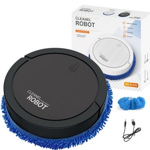 Fowod 건습식 로봇청소 기먼지 K-333 제거 모발 얼룩, 블랙