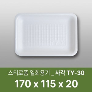 태양산업사 일회용 포장용기 일회용접시 사각접시 일회용기 TY-30, 1세트, 300개