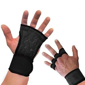 leoq 헬스 장갑 턱걸이 손바닥 보호대 크로스핏 그립, 1세트, 블랙