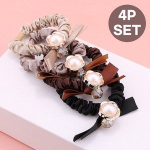 로르블랑 59컬렉션 꽃진주 미니 큐빅 머리끈 세트