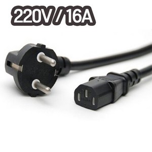 티테크 국산 1.5mm x 3C 파워 케이블 2m(220V/16A)/PC 전원코드/1.5SQ x 3C/컴퓨터 전원(AC) 파워 케이블/국내산/다양한 가전제품과 사용가능, 1개