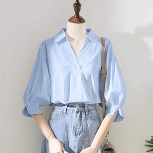 휠렉스 여성 오피스룩 브이넥 데일리 패션 셔츠 PY2