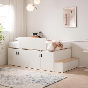 베드리움 빅업 빅도어 수납침대 + 독립 매트리스 방문설치, 메이플화이트