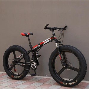 접이식 자전거 팻 바이크 광폭 타이어 산악 오프로드 자전거 입문용 성인용 폴딩 26인치 30단, 블랙 레드 3휠 30단