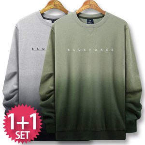 블루포스 헤튠 맨투맨 1+1 세트 [2장 묶음] 레터링 그라데이션 긴팔 티셔츠