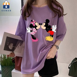 손드르 여자 미키 도널드 큰 사이즈 오버사이즈 박시 반팔 티(M-5XL)