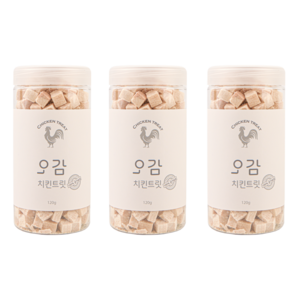 [국내산 100%] 오감 치킨 트릿 반려동물 동결건조 고양이 강아지 간식, 3개, 120g, 닭 가슴살