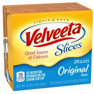 벨비타 벨베타 오리지널 치즈 슬라이스 24개입 Velveeta Cheese Slices, 1개, 453g