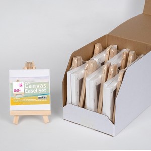 StarStarred 미니 캔버스 이젤 세트 (Gesso Primed) 슈퍼 밸류팩, 10cm X 10cm 12개 화이트, 12개