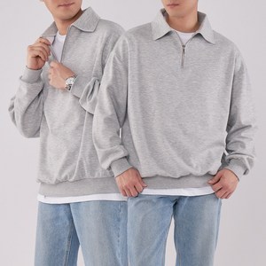 팀스핏 남성용 오버사이즈 고중량 카라집업 맨투맨