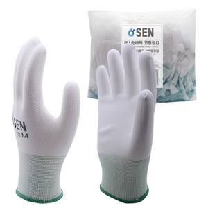 센장갑 손바닥 PU 코팅장갑 흰색, 20개