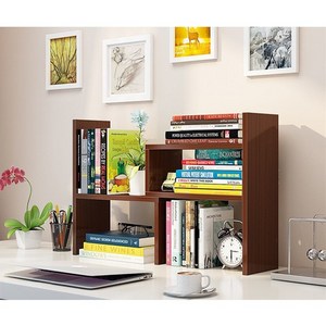 케이영 책상책꽂이 우드 간이 책상선반 틈새 책상위 책꽂이 정리함 선반 다크브라운, 2단