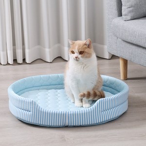 델라무드 강아지 아이스 고양이 원형 쿨링 방석 58cm, 파랑색