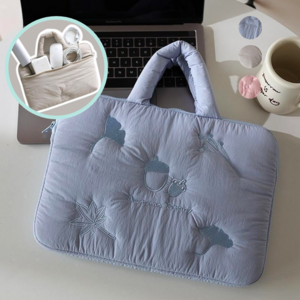 드로우데이 도토리 손잡이 노트북 태블릿 파우치 가방, 블루