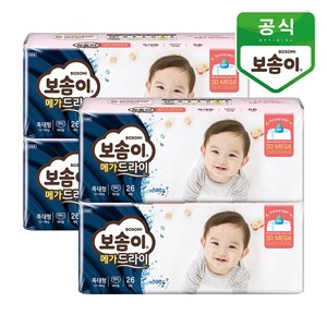 보솜이 메가드라이 팬티형 기저귀 여아용, 특대형(XL), 104매