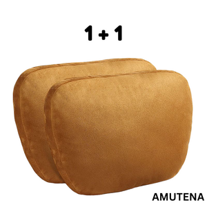 아무때나 1+1 차량용 프리미엄 스웨이드 가죽 목베개 3컬러, 2개, 브라운