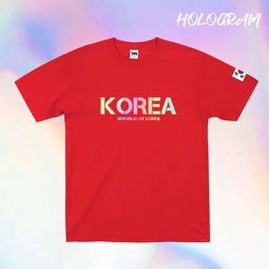 2023년 NEW KOREA 남여공용 대한민국 코리아 홀로그램 면 쿨론 반팔 티셔츠