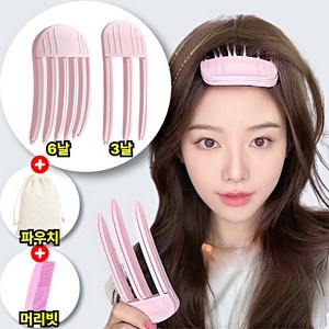 브라이프 여신핏 하이볼륨 뿌리볼륨 집게 세트, 1개, 6날+3날+머리빗+파우치 (핑크색)