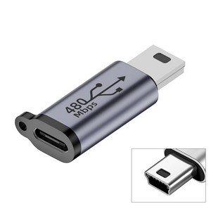 C to 미니5핀 젠더 USB2.0 미니 B타입 컨버터 커넥터 구형 모바일 기기 디카 PMP MP3 블랙베리 스마트폰 데이터 전송 지원, 1개