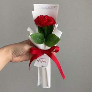 [로기블룸] 비누 카네이션 한송이 꽃다발, 레드