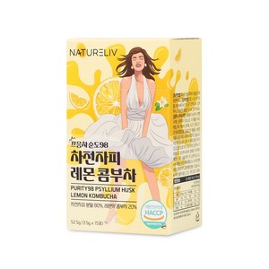 끄응차 순도98 차전자피 콤부차 분말 스틱 식이섬유, 레몬맛, 1개, 52.5g