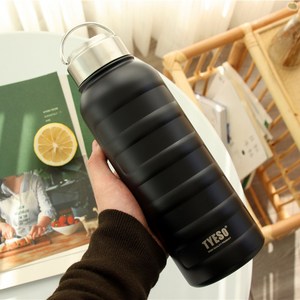 TYESO 진공 스텐 텀블러 보온보냉 대용량 손잡이 캠핑 스포츠(보헤미안 750ml / 1000ml), 1000ml, 블랙, 1개