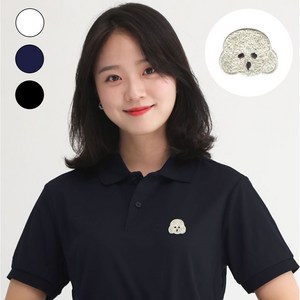 멋지군 쿨론 카라 기능성 반팔 푸들 자수 쿨 티셔츠