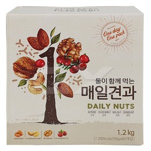 대봉식품 둘이 함께 먹는 매일 견과, 20g, 60개입