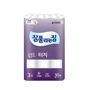 잘풀리는집 깨끗한 3겹데코 터치 25M 30롤 롤화장지 고급롤화장지(3겹이상) 25m, 30개입, 1개