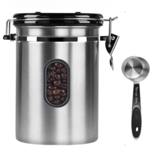 커피통 밀폐형 리스 스틸 주방 식품 보관함, 스테인리스 스틸 색상(1500ML), 1개