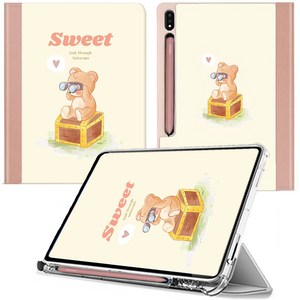 태블리 갤럭시탭 S9 FE S9+ 울트라 플러스 S펜 수납 케이스, SWEET[백폴더]