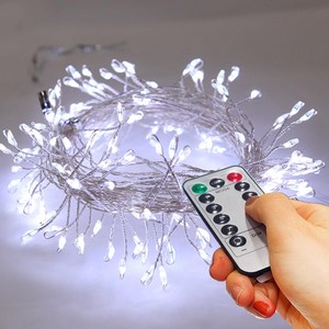 아리조명 LED 미리내 와이어 지네 전구 크리스마스 장식 줄 조명 6M 15M, 1개, 백색, 리모컨 USB 150구 (6M+연장1M)