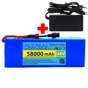 전기 자전거 배터리 48v 리튬 이온 배터리 48v 58Ah 1000w 13S3P 리튬 이온 배터리 팩 54.6v 전자 자전거, 1개