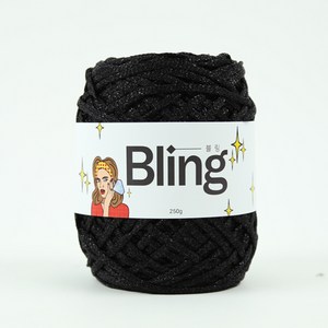 [앵콜스] 블링 Bling (250g) 메탈사 네트백 반짝이실 털실, 15 블링블랙, 1개