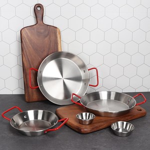 스텐 빠에야 팬/빨간손잡이/18 24 26 28cm, 26cm, 1개