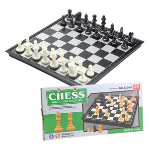 라라공방 휴대용 체스 자석보드게임 20x20, 블랙&화이트