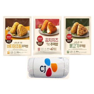 (에이브쇼핑) 햇반쿡반 주먹밥 500g x 3종 (김치치즈 불고기 버터장조림) + cj키친타올, 1세트