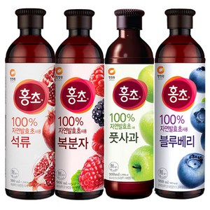 청정원 홍초 900ml 석류 + 복분자 + 블루베리 + 풋사과 각 1개씩 총 4개, 1세트