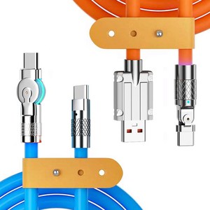 180도 회전 C타입 120W 고속충전 실리콘 케이블 휴대폰, C to C 타입, 2m블루, 1개