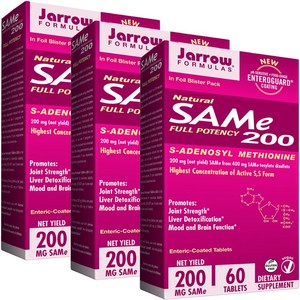 재로우 SAMe 200mg 타블렛 비건 글루텐 프리, 60정, 3개