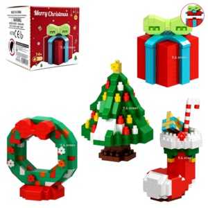 크리스마스 나노블럭 시리즈 4종 미니블록 4p세트 크리스마스 트리 장식 피규어 만들기놀이 어린이 선물 답례품 아이선물 장난감 블록, 혼합색상(4개1세트)