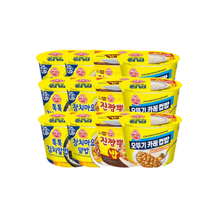 오뚜기 컵밥 4종 각 3개 참치마요덮밥 247g+톡톡김치알밥 222g+진짬뽕밥 217.5g+오뚜기카레 320g 1세트