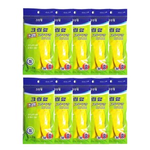 크린랲 면코팅 고무장갑 중, 노랑, 중(M), 10개