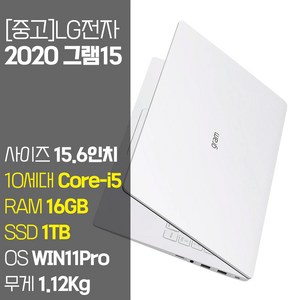 LG 2020 그램15 15Z90N 10세대 Core-i5 RAM 16GB SSD탑재 윈도우11설치 중고 노트북, WIN11 Pro, 1TB, 코어i5, 화이트